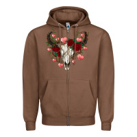 Chestnut valentines bull skull Zipper Hoodie - RanaPortraitStore