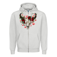 Dove Grey valentines bull skull Zipper Hoodie - RanaPortraitStore