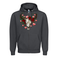Smoke valentines bull skull Zipper Hoodie - RanaPortraitStore