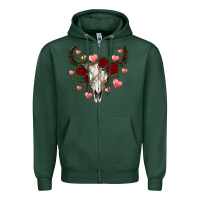 Sports Green valentines bull skull Zipper Hoodie - RanaPortraitStore