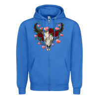 True Royal valentines bull skull Zipper Hoodie - RanaPortraitStore