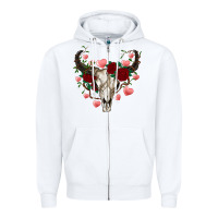 White valentines bull skull Zipper Hoodie - RanaPortraitStore