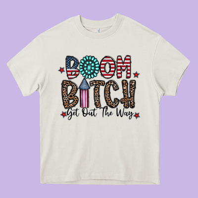 Boom Bitch Heavy Core Tee Designed By Cowhidedigitalart