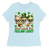Baby Blue Dead inside but feeling lucky st. patricks day Ladies Tee - Neo Western