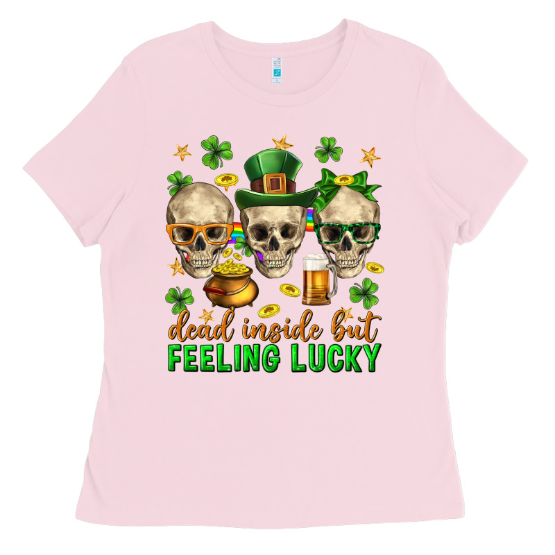 Dead Inside But Feeling Lucky St. Patricks Day Ladies Tee by Neo Western | Teevron
