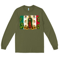Army Green mexican flag our lady of guadalupe Long Sleeve Tee - JahusDesignShop