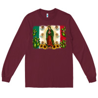Burgundy mexican flag our lady of guadalupe Long Sleeve Tee - JahusDesignShop
