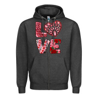 Charcoal Heather love with pink gemstone Zipper Hoodie - RanaPortraitStore