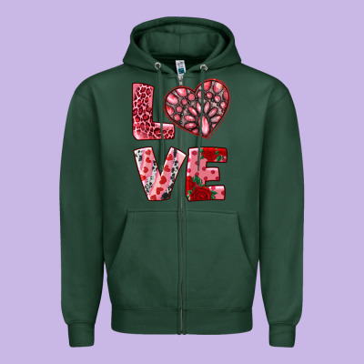 Love With Pink Gemstone Zipper Hoodie Designed By Ranaportraitstore