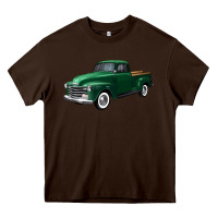 Chocolate Brown western green truck right 34 view Heavy Core Tee - FaDigitalArtStudio