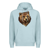 Blue Mist Grizzly Bear Head Premium Hoodie - HowdyJamesFarm
