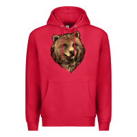 Cardinal Grizzly Bear Head Premium Hoodie - HowdyJamesFarm