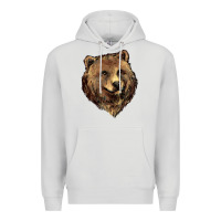 Dove Grey Grizzly Bear Head Premium Hoodie - HowdyJamesFarm