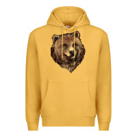 Mustard Grizzly Bear Head Premium Hoodie - HowdyJamesFarm