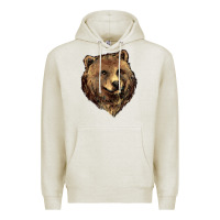 Oatmeal Heather Grizzly Bear Head Premium Hoodie - HowdyJamesFarm