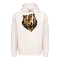 Pale Pink Grizzly Bear Head Premium Hoodie - HowdyJamesFarm