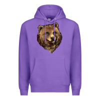 Purple Grizzly Bear Head Premium Hoodie - HowdyJamesFarm