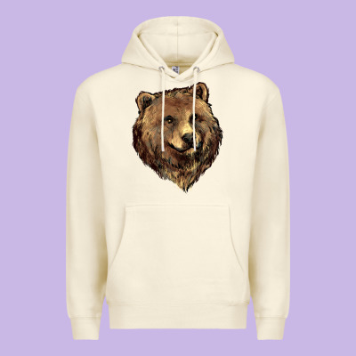 Grizzly Bear Head Premium Hoodie Designed By Howdyjamesfarm