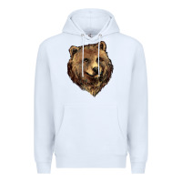 White Grizzly Bear Head Premium Hoodie - HowdyJamesFarm