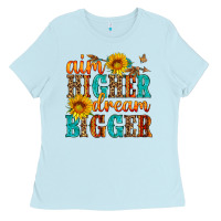 Baby Blue aim higher dream bigger Ladies Tee - HRA Design Shop