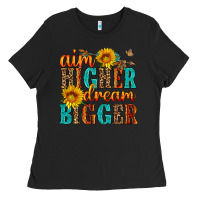 Black aim higher dream bigger Ladies Tee - HRA Design Shop