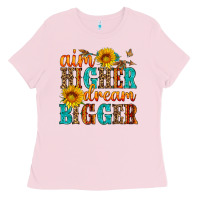 Bubblegum Pink aim higher dream bigger Ladies Tee - HRA Design Shop