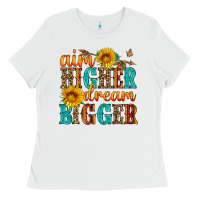 White aim higher dream bigger Ladies Tee - HRA Design Shop