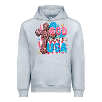 Heather Grey God Blessed the USA Urban Hoodie - FaDigitalArtStudio