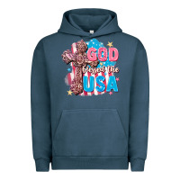 Pigment Midnight Navy God Blessed the USA Urban Hoodie - FaDigitalArtStudio