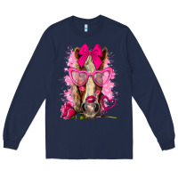 Navy valentines day horse with sunglasses Long Sleeve Tee - NancyCooperArtShop