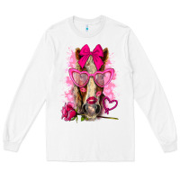 White valentines day horse with sunglasses Long Sleeve Tee - NancyCooperArtShop