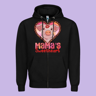 Mamas Sweetheart Baby Pig Zipper Hoodie Designed By Ranaportraitstore