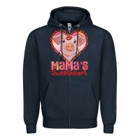 Navy mamas sweetheart baby pig Zipper Hoodie - RanaPortraitStore