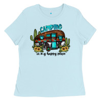 Baby Blue camping is my happy place2 Ladies Tee - JahusDesignShop