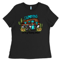Black camping is my happy place2 Ladies Tee - JahusDesignShop