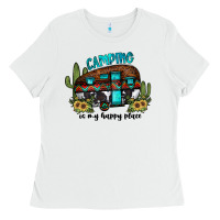 White camping is my happy place2 Ladies Tee - JahusDesignShop