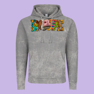 Western Love Simmental Cow Vintage Hoodie Designed By Lillyallendesigns