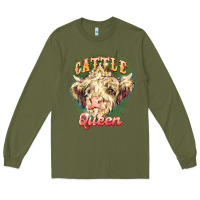 Army Green cattle queen Long Sleeve Tee - NancyCooperArtShop