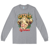 Heather Grey cattle queen Long Sleeve Tee - NancyCooperArtShop