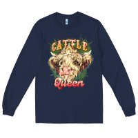 Navy cattle queen Long Sleeve Tee - NancyCooperArtShop