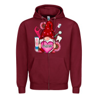 Burgundy valentines day dentist gnome Zipper Hoodie - RanaPortraitStore