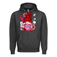 Charcoal Heather valentines day dentist gnome Zipper Hoodie - RanaPortraitStore