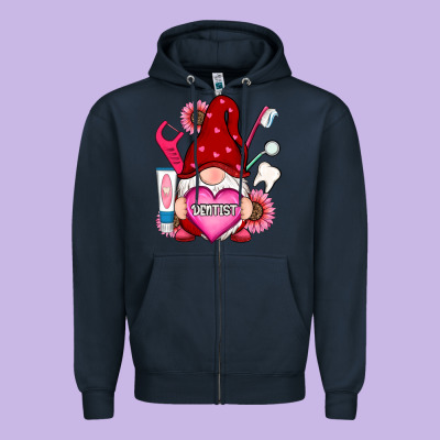 Valentines Day Dentist Gnome Zipper Hoodie Designed By Ranaportraitstore