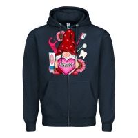 Navy valentines day dentist gnome Zipper Hoodie - RanaPortraitStore