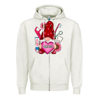 Oatmeal Heather valentines day dentist gnome Zipper Hoodie - RanaPortraitStore