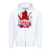 White valentines day dentist gnome Zipper Hoodie - RanaPortraitStore