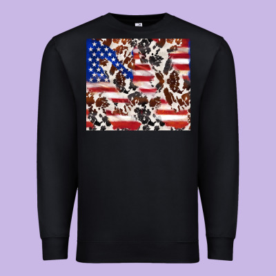 Cowhide Amerikan Flag Premium Sweatshirt Designed By Tumblerdesignbyshophia