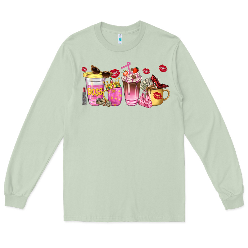 Boss Lady Coffee Cups Long Sleeve Tee by NancyCooperArtShop | Teevron