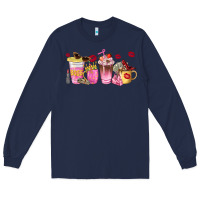 Navy boss lady coffee cups Long Sleeve Tee - NancyCooperArtShop