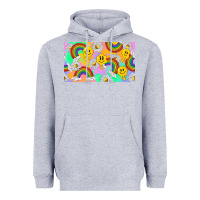Heather Grey smile faces and rainbow and daisys Heavyweight Hoodie - TumblerDesignByShophia